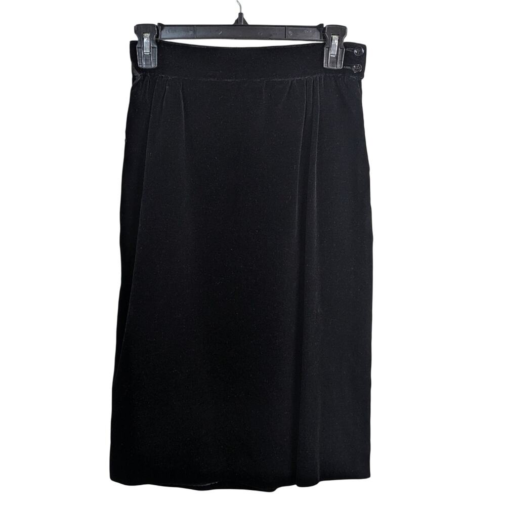 Jacques Bellini Midi Skirt 4 EU 42 Black Velvet Ribbon Trim Whimsygoth VTG Glam